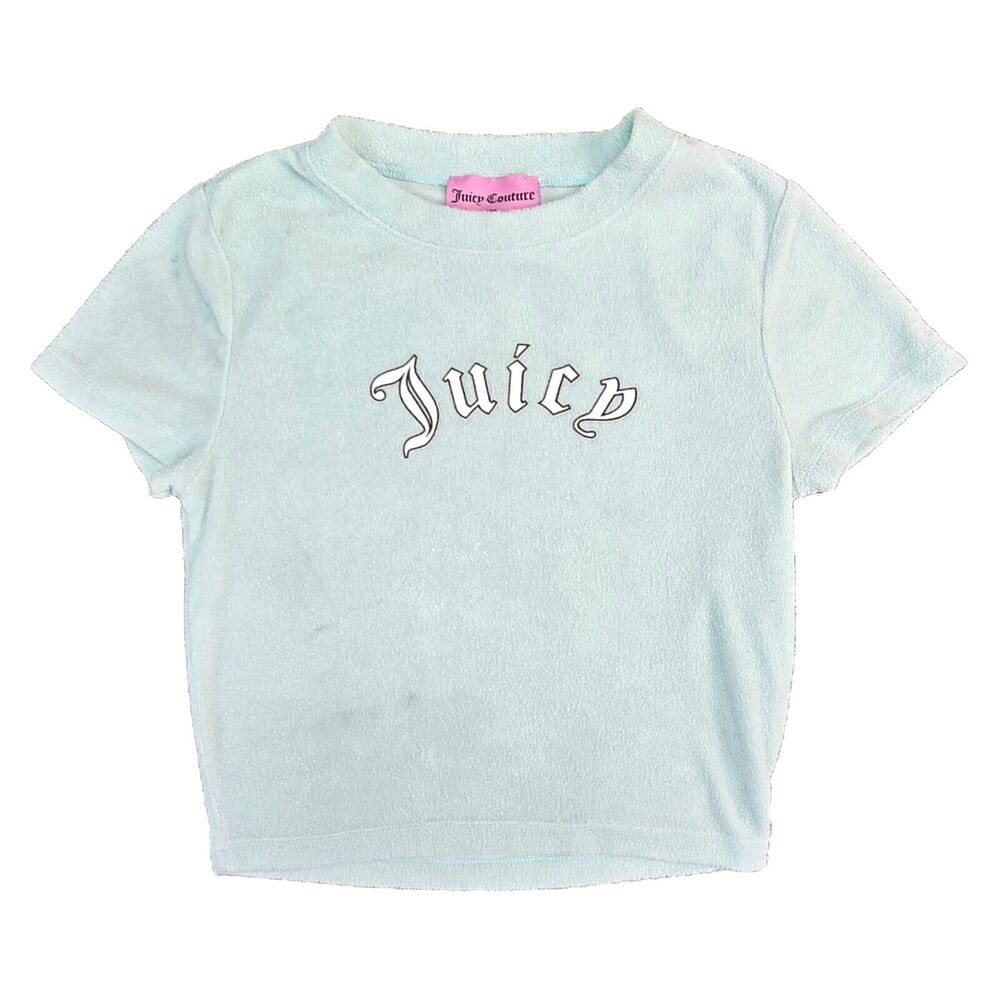Juicy Couture Forever 21 Terry Cloth Short Sleeve T Shirt Small Light‎ Blue Y2K